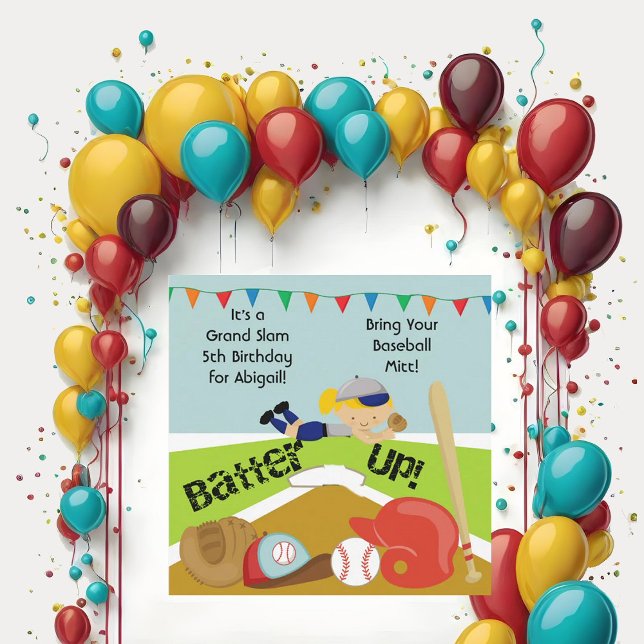 Custom Blonde Girl Softball Birthday Invitation (Creator Uploaded)