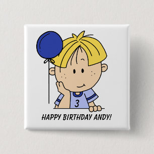 Custom Blonde Haired Boy Birthday Button