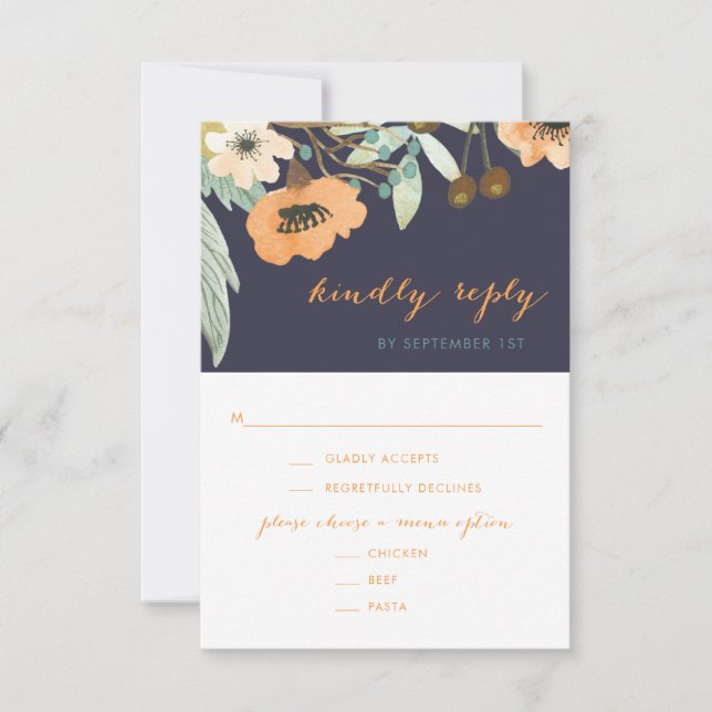 Custom Blooming Watercolor RSVP Card (Front)