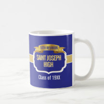 Custom Blue 50th Class Reunion Favour Mug