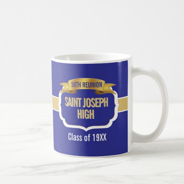 Custom Blue 50th Class Reunion Favour Mug (Right)