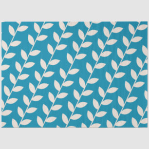 Custom Blue 70s Retro Leaf Pattern Tissue Paper