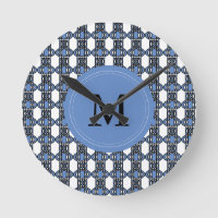 Custom Blue Abstract Scarab Pattern Monogram