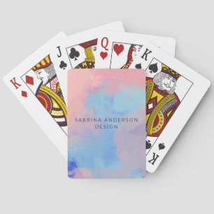 Custom Blue Abstract Watercolor Business Branding Playing Cards