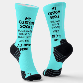 Custom BLUE All Over Print Women's Sports Socks