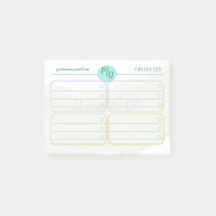 Custom Blue and Green Watercolour Post It Notes