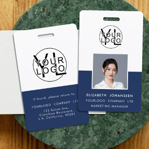 Custom Blue and White Employee ID & Business Logo Badge