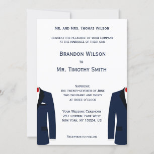 Custom Blue And White Gay Wedding Invites