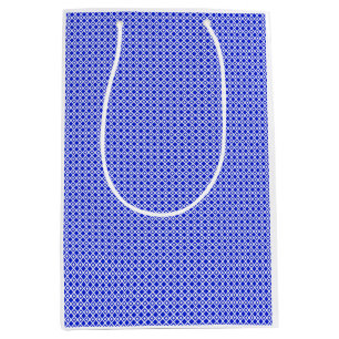 Custom Blue and White Geometric Diamond Pattern Medium Gift Bag