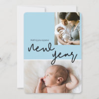 Custom Blue Baby Photo Happy New Year