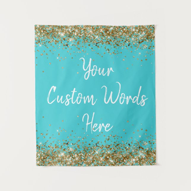 Custom Blue Backdrop Birthday Party Photo Booth Tapestry (Front)
