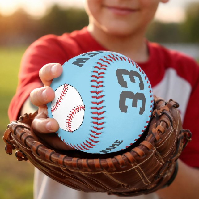 Custom Blue Baseball Ball with Name Team Number (Creator Uploaded)