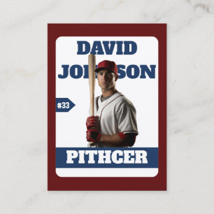 Custom Blue Baseball Birthday Trading Card Player
