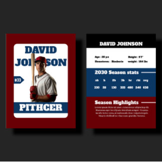 Custom Blue Baseball Birthday Trading Card Player