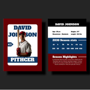 Custom Blue Baseball Birthday Trading Card Player