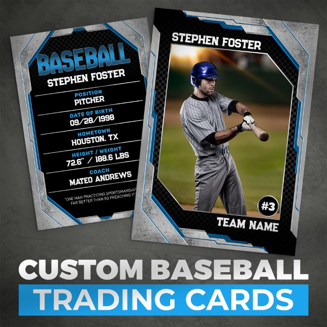 Custom Blue Baseball Trading Card Baseball Player (Creator Uploaded)