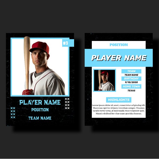 Custom Blue Baseball Trading Card Player Profile (Creator Uploaded)