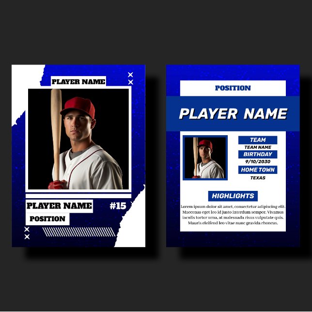 Custom Blue Baseball Trading Card Player Profile (Creator Uploaded)