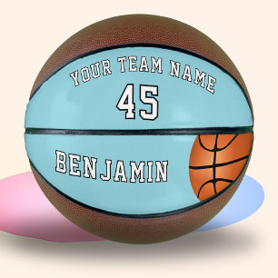 Custom Blue Basketball with Team Name Number