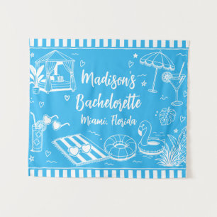 Custom Blue Beach Bachelorette Party Personalised Tapestry