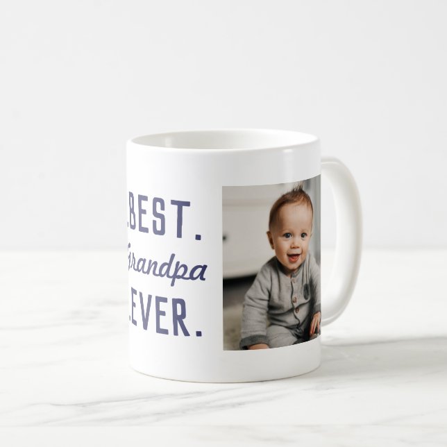 Custom Blue Best Grandpa Ever 2 Photo Mug (Front Right)
