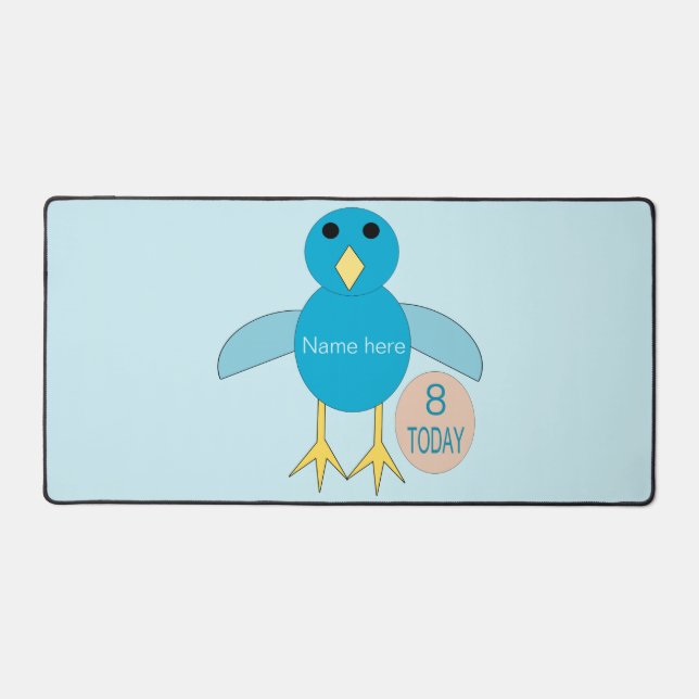 Custom Blue Birthday Boy Chick Desk Mat (Front)