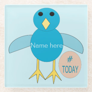 Custom Blue Birthday Boy Chick Glass Coaster