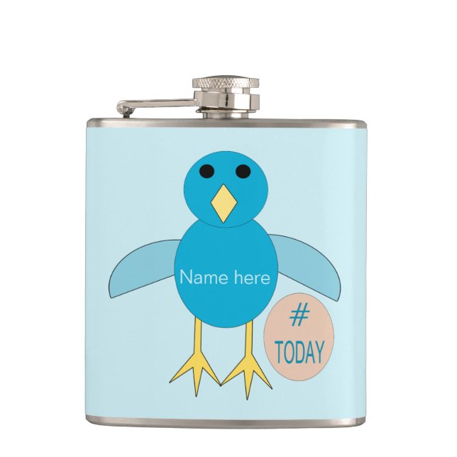 Custom Blue Birthday Boy Chick Hip Flask (Front)
