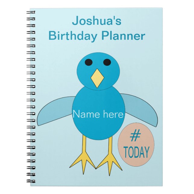 Custom Blue Birthday Boy Chick Notebook (Front)
