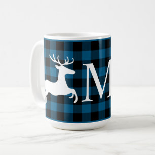 Custom Blue Black Buffalo Lumberjack Check Plaid Coffee Mug