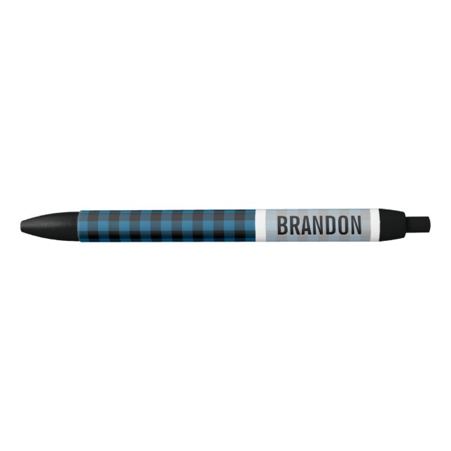 Custom Blue Black Buffalo Lumberjack Pattern Ink Pen (Front)