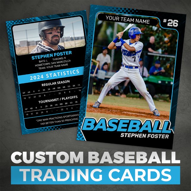 Custom Blue Black Pro Baseball Trading Card Stats (Creator Uploaded)