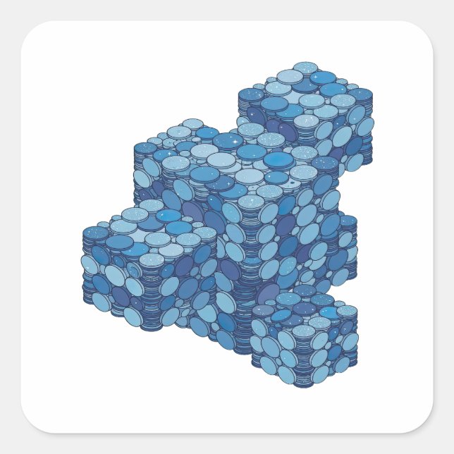 Custom Blue BLUE COINS STAIRS Gift Sticker (Front)