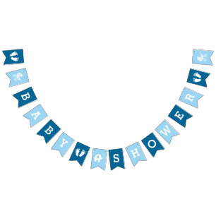 Custom Blue Boys Baby Shower Bunting Banner Flags
