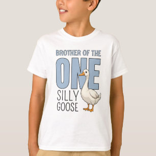Custom Blue Brother of  One Silly Goose Birthday T-Shirt