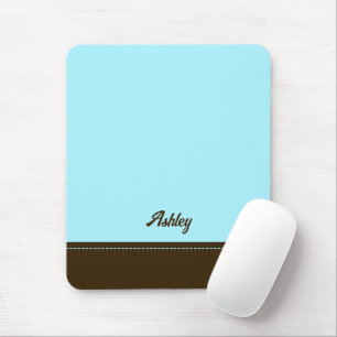Custom blue brown personalised preppy stylish chic mouse pad