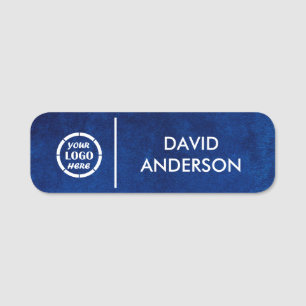 Custom Blue Business Logo Basic Employee Staff Name Tag