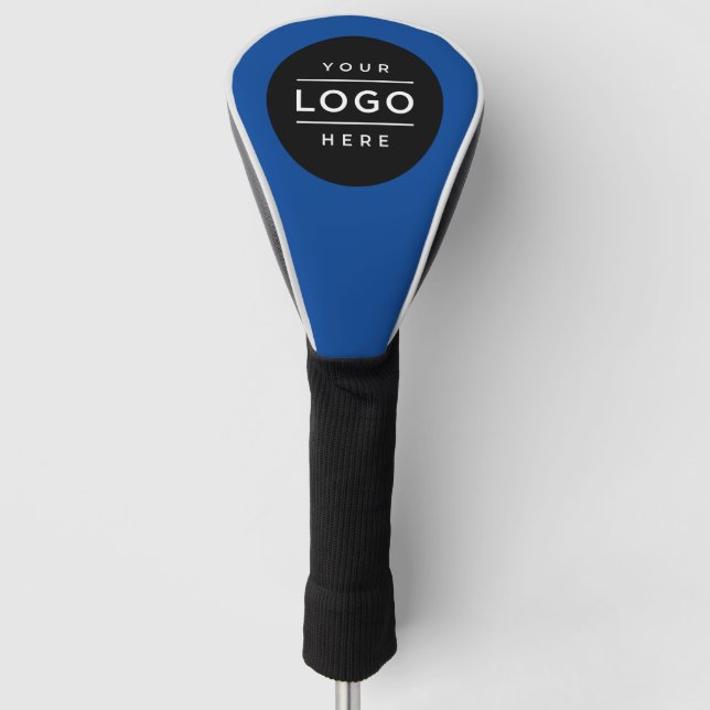 Custom Blue Business Logo Branded Driver Golf Head Cover (Front)