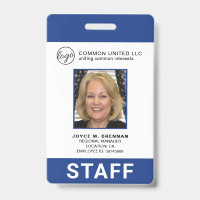 Custom Blue Business Logo Employee Photo ID
