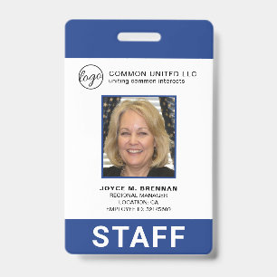 Custom Blue Business Logo Employee Photo ID Badge