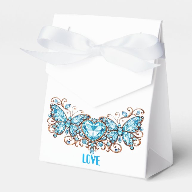 Custom Blue Butterflies Love Valentine Day Gift Favour Box (Front Side)