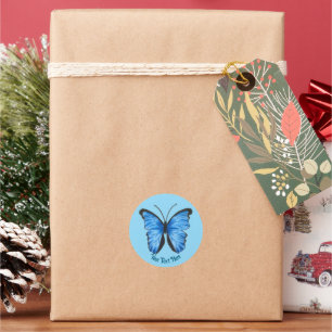 Custom Blue Butterfly Classic Round Sticker