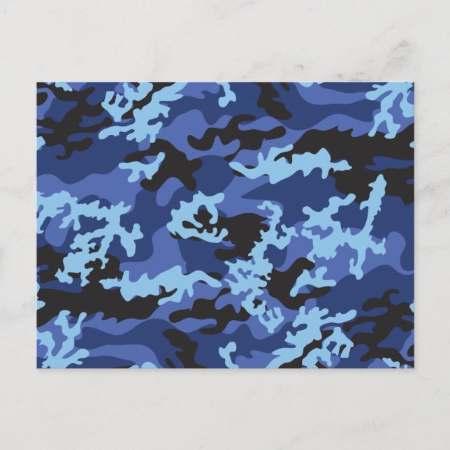 Custom Blue Camo Postcard (Front)