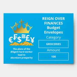 Custom BLUE Christian Budget Cash Money Envelope