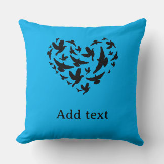 Custom Blue Cushion With Birds Housewarming Gift