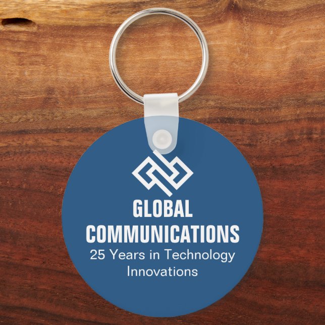Custom Blue Cyber Technology Computer Business Key Ring (Front)