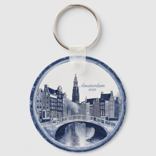 Custom Blue Delft Amsterdam Souvenir Key Ring