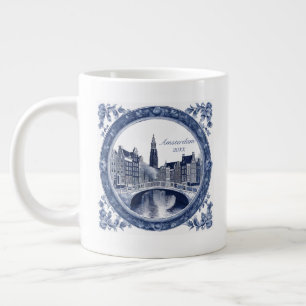 Custom Blue Delft Amsterdam Souvenir Large Coffee Mug