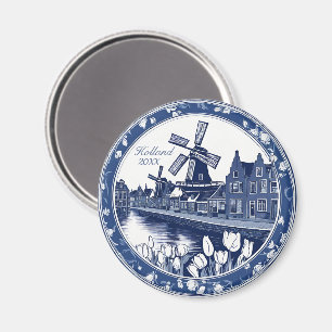 Custom Blue Delft Holland Souvenir Magnet