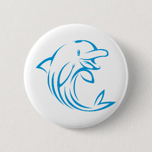 Custom Blue Dolphin Logo 6 Cm Round Badge